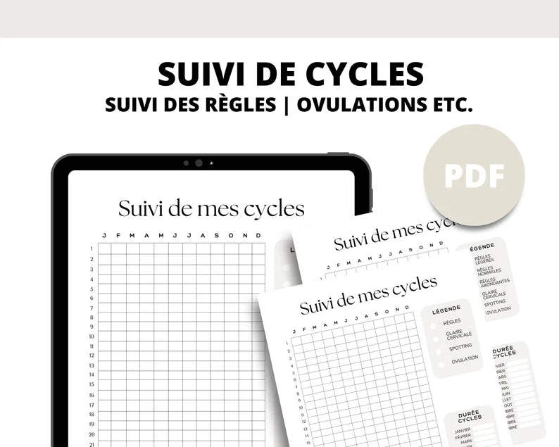 Suivi de Cycles et Règles | Période Tracker à Imprimer | Envoi Instantané | PDF en Français