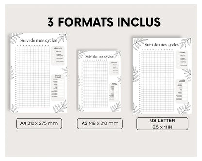 Suivi de Cycles et Règles | Période Tracker à Imprimer | Envoi Instantané | PDF en Français