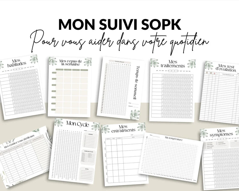 Suivi SOPK | Tracker SOPK en PDF à Imprimer | Suivi des Symptômes, Cycles et Traitements