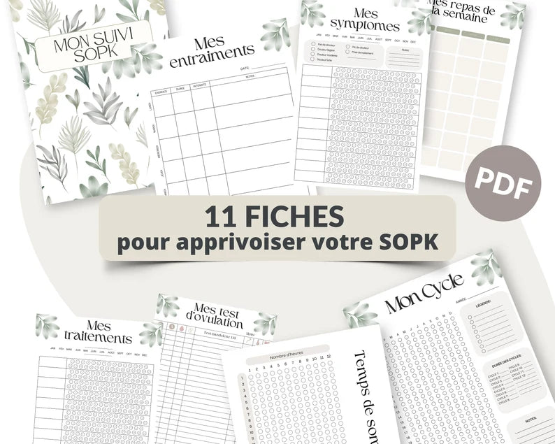 Suivi SOPK | Tracker SOPK en PDF à Imprimer | Suivi des Symptômes, Cycles et Traitements