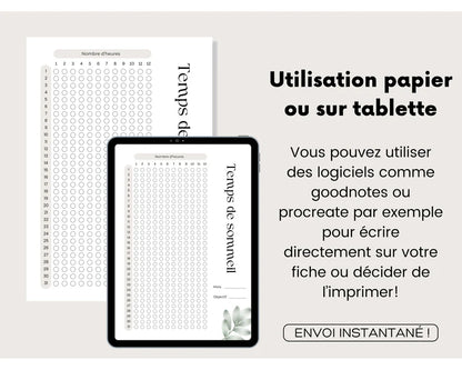 Tracker de Sommeil et Habitudes à Imprimer | Suivi du Sommeil & Habitudes Quotidiennes