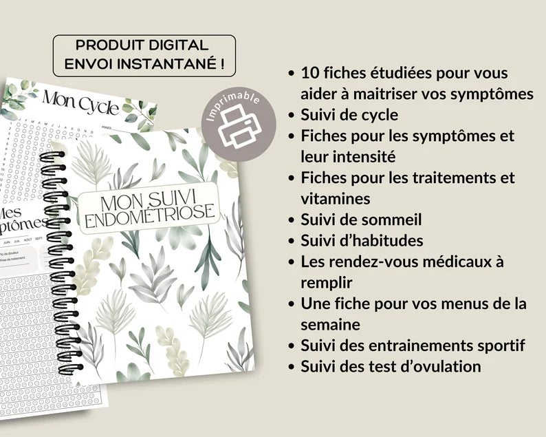 Mon Suivi Endométriose | Tracker Endométriose à Imprimer | Envoi Instantané | PDF en Français