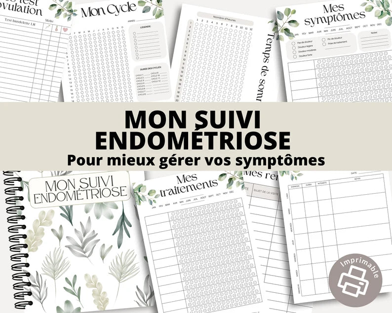 Mon Suivi Endométriose | Tracker Endométriose à Imprimer | Envoi Instantané | PDF en Français