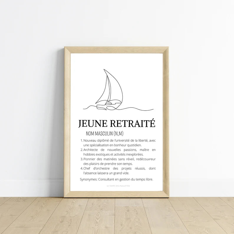 Affiche Définition Jeune Retraité - Cadeau Original pour Départ à la Retraite