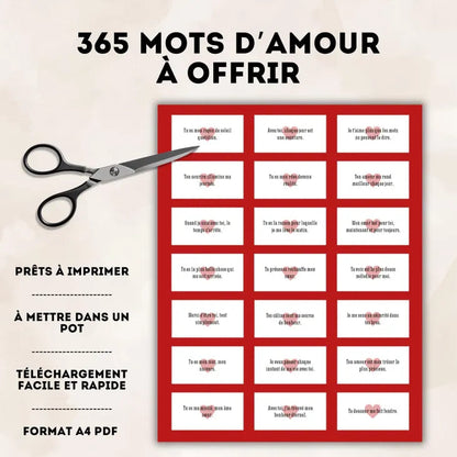 365 Mots d'Amour à Offrir | PDF à Imprimer | Version Française