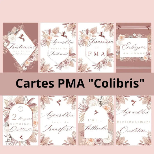 30 Cartes Étapes "Colibris" PMA FIV IVF | Suivi Personnalisé de Votre Parcours de Procréation Médicalement Assistée | PDF Téléchargeable