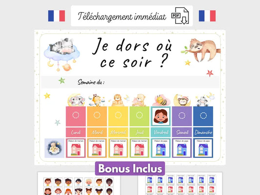 Planning Garde Alternée Enfant – Semainier Garde Alternée