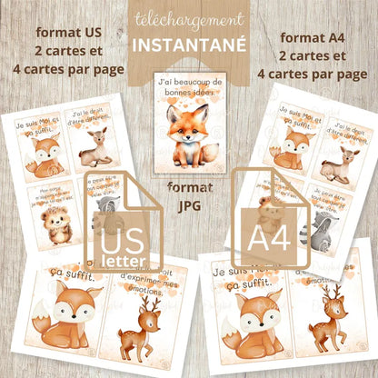 36 Affirmations Positives pour Enfants | Cartes d'Encouragements Imprimables | Téléchargement Instantané JPG et PDF