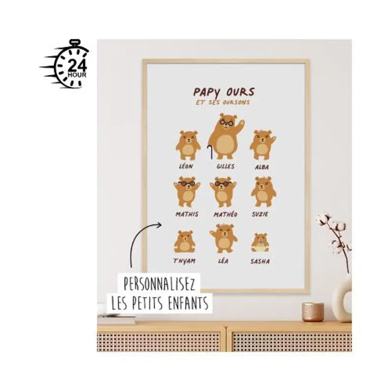 Affiche "Papy Ours et ses Oursons" 🧸💖