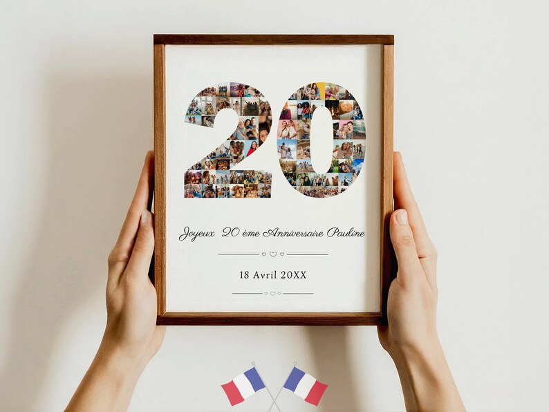 Affiche 20ème Anniversaire – Personnalisable avec vos photos 📸✨