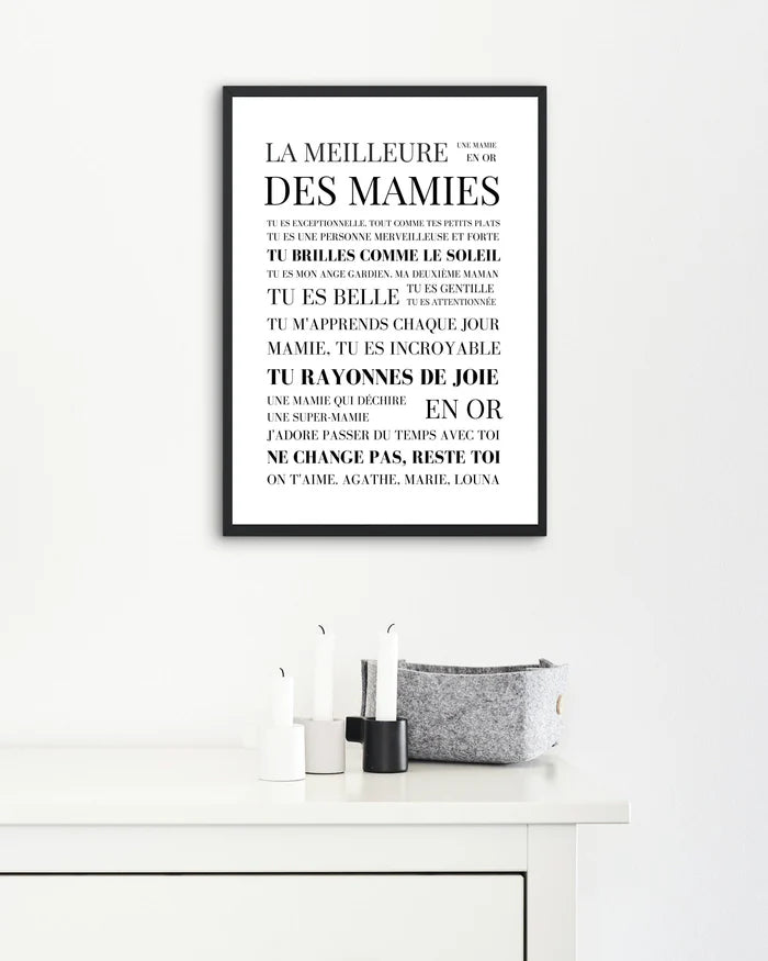 Cadre Mamie - L'Affiche mots pour mamie