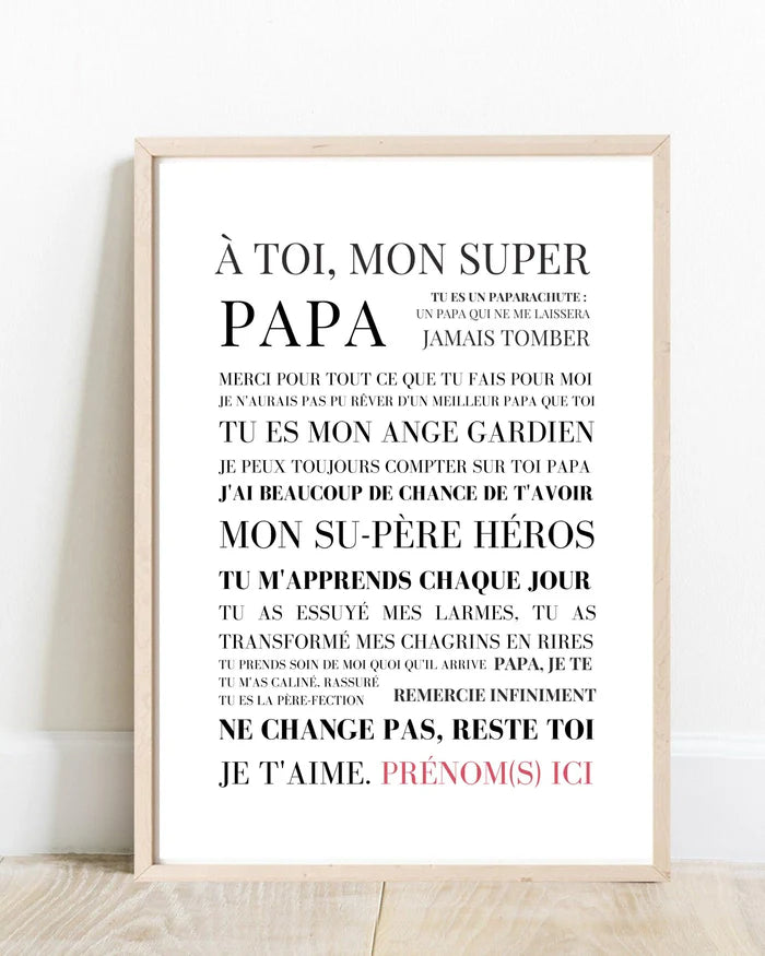 Affiche Papa - Les Mots pour Papa