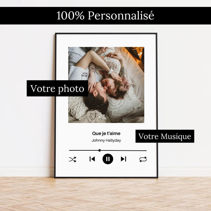 Affiche personnalisée couple - Le lecteur de musique