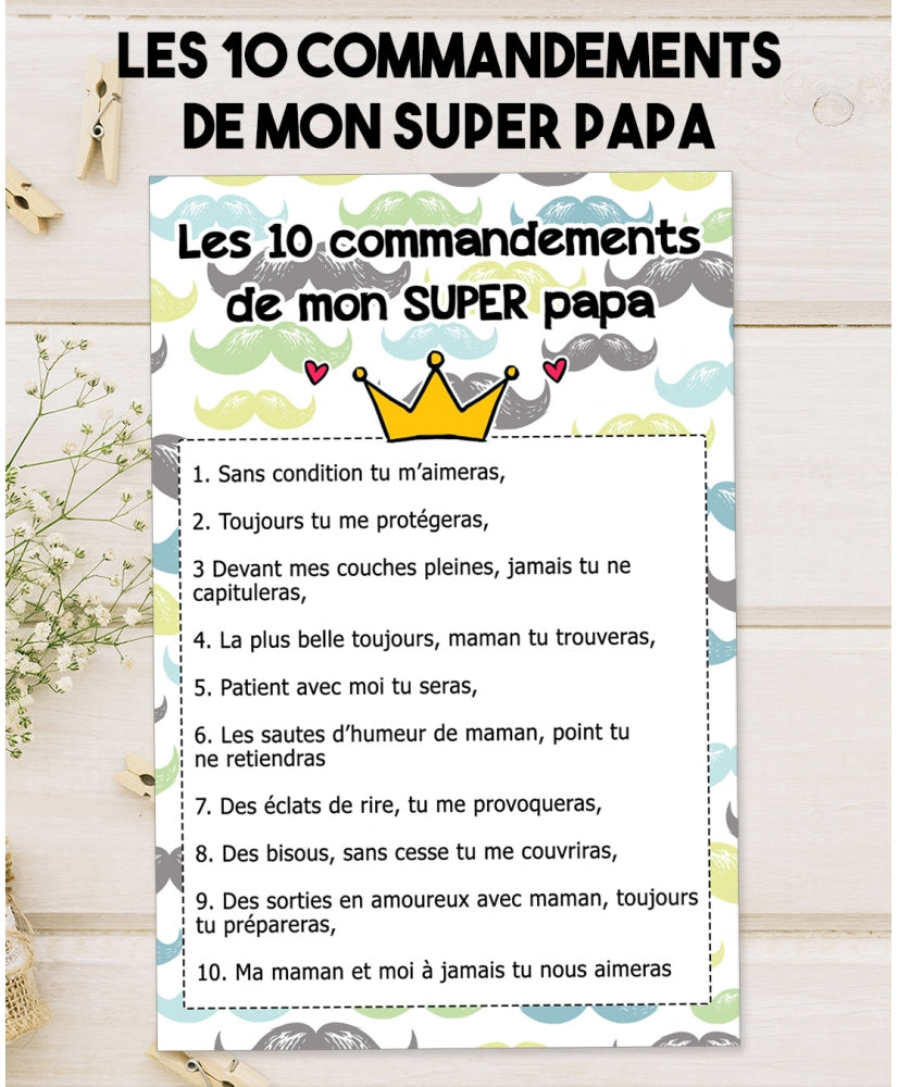 Les 10 commandements de mon SUPER papa