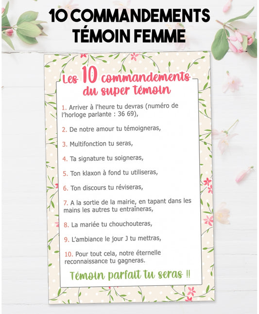 Les 10 commandements du super témoin femme