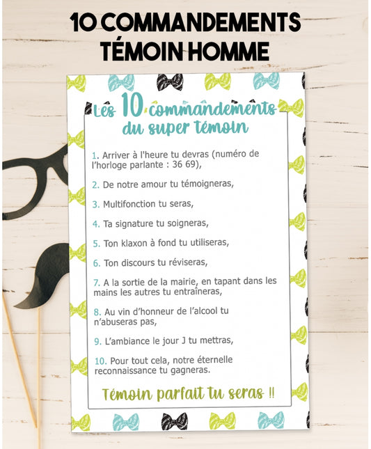 Les 10 commandements du super témoin homme