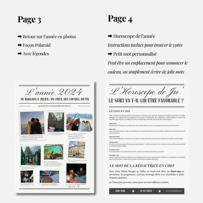 Journal personnalisé Couple | Magazine personnalisé couple, 4 pages | Modèle Canva à personnaliser