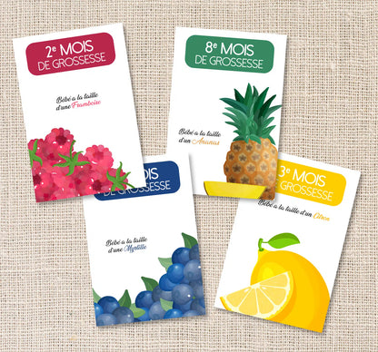 Cartes Étapes Grossesse Fruits