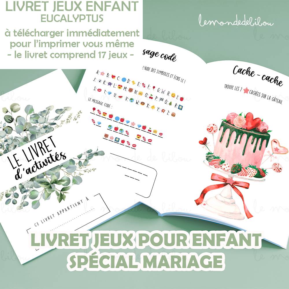 Livret de Jeux pour Enfants à Imprimer - Spécial Mariage 🎉