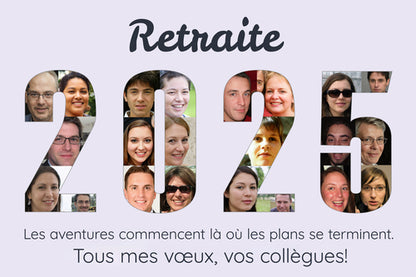 Collage de Retraite Personnalisée avec Photos et Messages Touchants