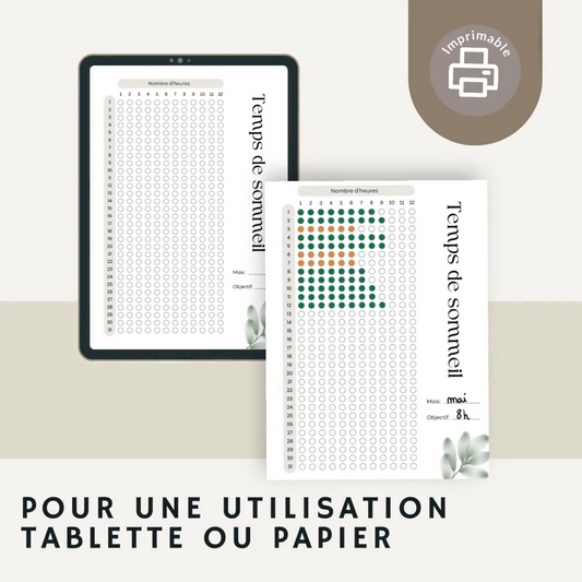 Tracker de Sommeil et Habitudes à Imprimer | Suivi du Sommeil & Habitudes Quotidiennes